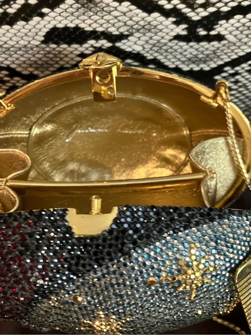 Judith Leiber Silver and Gold Moon and Stars Chrystal Clutch - Picture 6 of 6